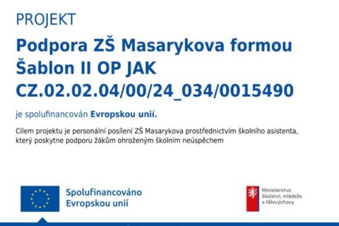 Jsme příjemci podpory ŠABLON II OP JAK